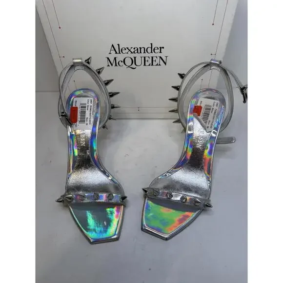 Alexander McQueen Studded Holographic Heels Women’s SZ 36 Store Display